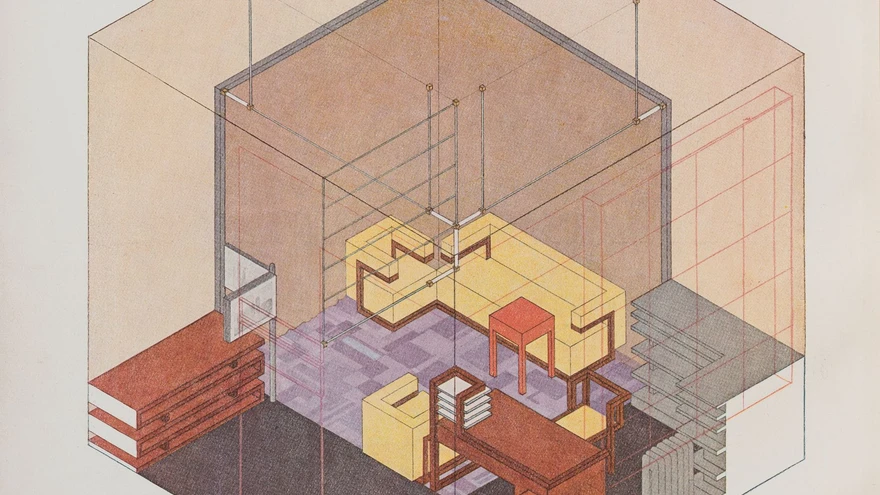 Walter Gropius, direktori kabineti kujundus. Väljaandest  «State Bauhaus Weimar  1919–1923, 1923».  1923 © VG Bild-Kunst, Bonn 2020. 
